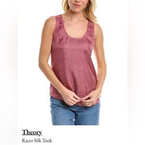 Theory | like new | Racer 100% Silk Tank in rose pink scoop neck size large